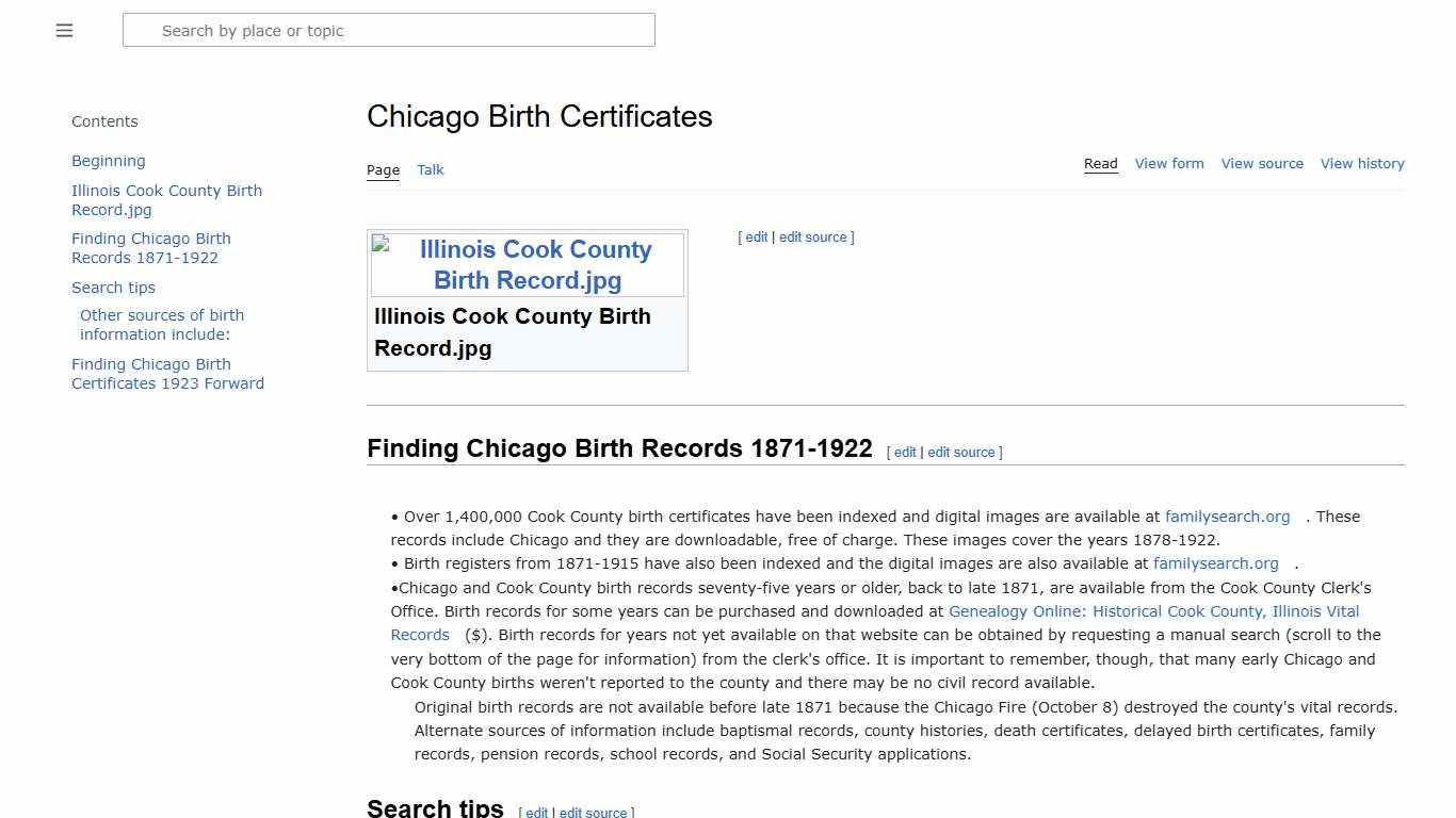 Chicago Birth Certificates • FamilySearch
